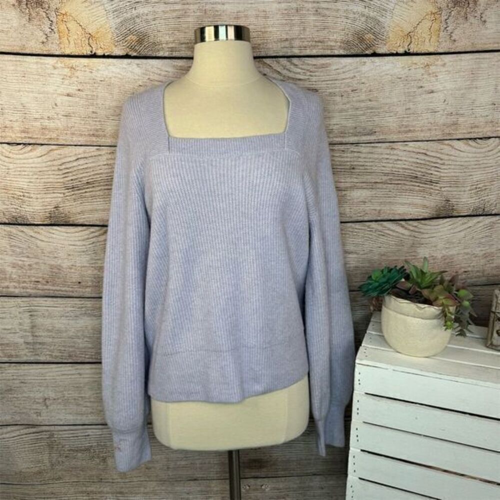 Madewell Lilac Square-Neck Wool Pullover Sweater Coziest Yarn Size‎ Large